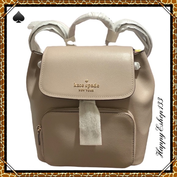 ♠️ kate spade ♠️ Darcy Refined Leather Flap Backpack, Warm Taupe - Picture 15 of 15